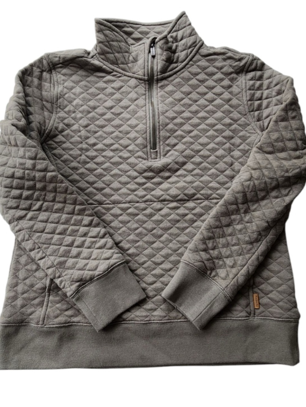 Avalanche Womens Large Quilted 1/4 Zip Pullover Mock Turtleneck Sweatshirt Green